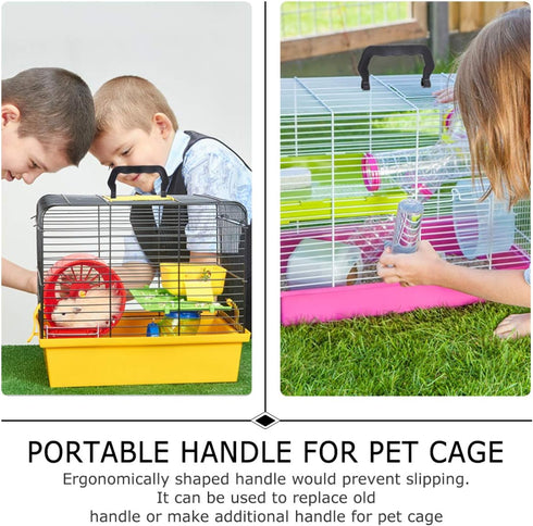 Zerodeko 10Pcs Pet Cage Handles, Black, Portable Plastic, Easy Install, Comfortable to Hold, Replacement Parts for Dog, Cat, Rabbit, Hamster, Bird...