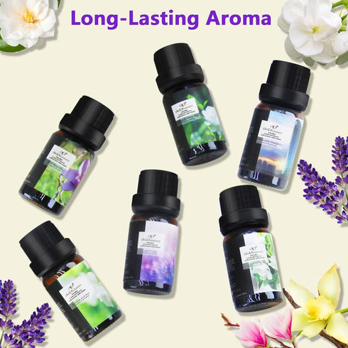 Flower Essential Oils Set, 6x10ml Aromatherapy Oil Gift Kit for Diffuser, Fragrance, Humidifier, Air Purifier- Gardenia, Magnolia, Shangri-La, Jas...