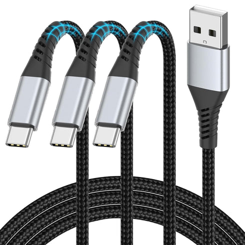 2 FT USB C Cable Short, 3 Pack Braided USB to USB C Cable 2 Foot USB Type C Cable Fast Charging Car Charger Android for iPhone 15 Pro Max, Samsung...