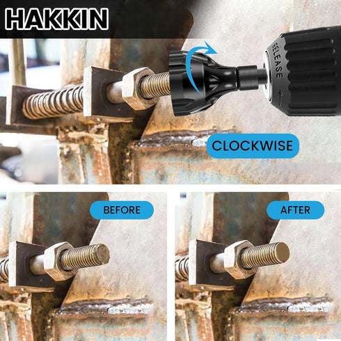 Hakkin 2Pack Hex Shank Deburring External Chamfer Tool with Carbide Blade, Quick Release Deburring Chamfering Drill Bit Repairing Damaged Bolts Sc...