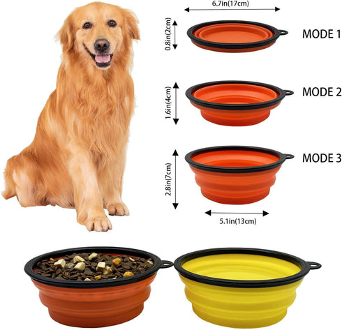 Large Collapsible Dog Bowl 35oz,2 Pack Portable and Foldable Pet Travel Bowls Collapsable Dog Water Feeding Bowls Dish with 2 Carabiners & Lids fo...