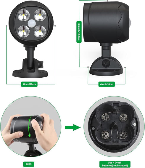 Motion Sensor Outdoor Lights, Battery Operated Outdoor Lights, 600LM Motion Detector Lights for Outside, 6000K LED Security Light Battery Powered ...