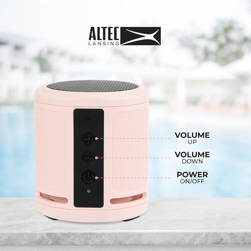 Altec Lansing HydraMicro - Waterproof Bluetooth Speaker, Lightweight & Portable Speaker for Travel & Outdoor Use, Petal Pink...