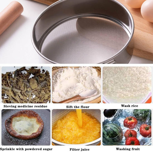Flour Sifter Stainless Steel Fine Mesh Strainers 11.8 Inch 60 Mesh Round Flour Sieve for Baking Cake Bread...