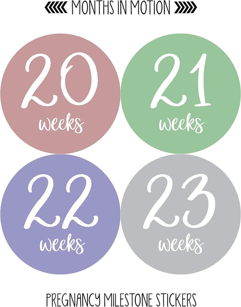 Pregnancy Weekly Belly Growth Stickers, 36 pcs - Purple Pink, Matte Finish, Cloth Surface, for Maternity Photo Sessions & Keepsakes...