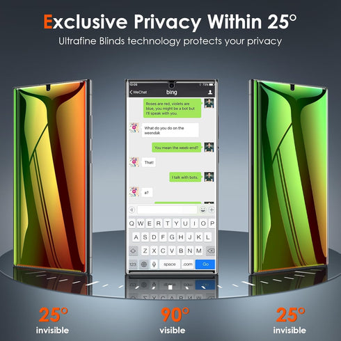 LYWHL 2 Pack for Samsung Galaxy S23 Ultra Privacy Screen Protector, Gradient Colorful Anti-Blue Light Anti-Spy Full Adhesive Flexible Film, Compat...