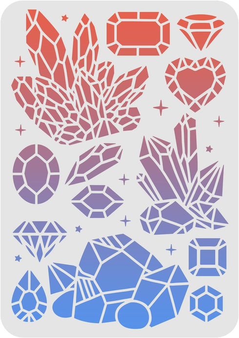 FINGERINSPIRE Diamond Stencils 11.7x8.3 inch Plastic Gem Drawing Painting Stencil Gems Stars Pattern Stencils Bling Diamond Reusable Stencils for ...