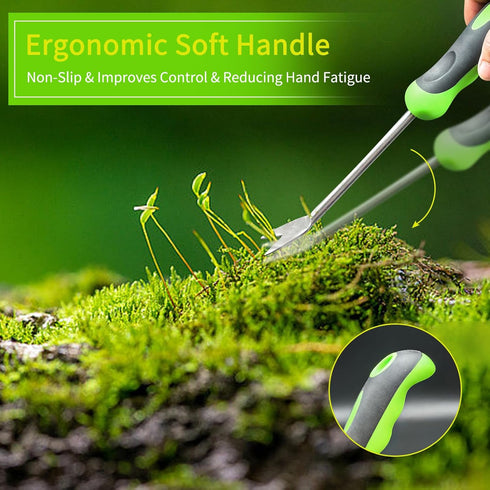 2Pcs Garden Hand Weeder Tool Dandelion Weed Puller Tool with Ergonomic Handle Stainless Steel Gardening Weeding Tools Garden Weed Removal Tool for...