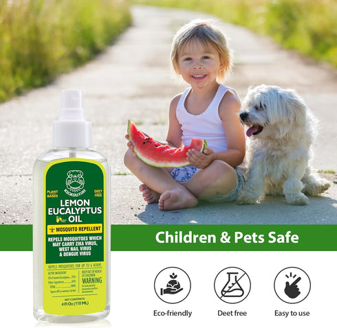 Mosquito Repellent Spray for Body 4 Fl Oz Lemon Eucalyptus Essential Oil Insect Bug Spray Natural DEET Free Anti Mosquito Tick Gnat Fly Control fo...