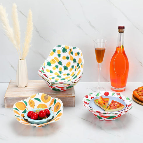 Microwave Bowl Holders Set of 5, Microwave Safe Hot Bowl Holder Multipurpose Heat Resistant Fruit Geometric Pattern Bowl Pot Holder Polyester Spon...