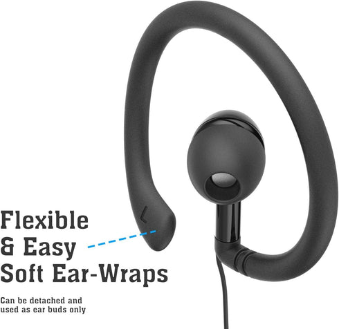 ADIB071SG3B1L Wired Comfort in-Ear Earbuds Headphones with Removable Earhooks (Black)......