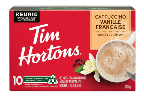 Tim Hortons French Vanilla Cappuccino Flavoured Coffee, Single Serve Keurig K-Cup Pods, 10 Count...