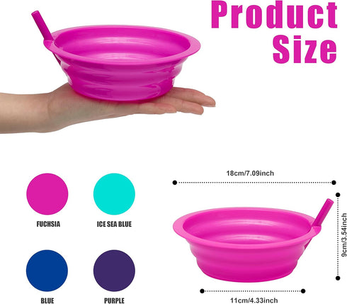 Klickpick Home Soup Cereal Bowls with Straws - Set of 8 Kids Bowls with Built-in Straws - 22 Ounce Toddler Sippy Bowls Dishwasher/Microwave Safe B...