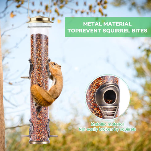 MIXXIDEA Metal Tube Bird Feeders for Outdoors Hanging Bird Feeders for Outside Wild Birds Feeder 6 Ports Hanging Bird Feeder Attract Birds in Your...