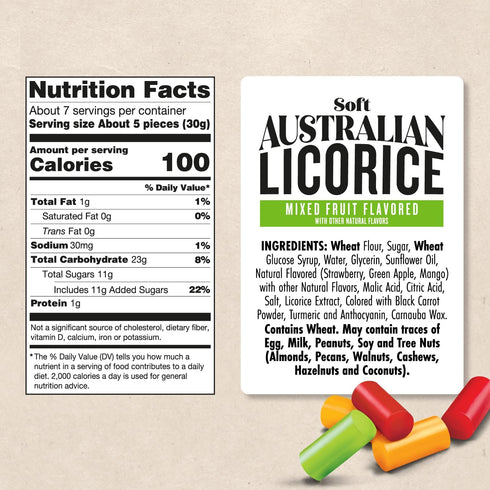 Darrell Lea Soft Australian Licorice, Non-GMO, No Palm Oil, Plant Based, No High Fructose Corn Syrup, Soft & Chewy Licorice Candy, Made in Austral...