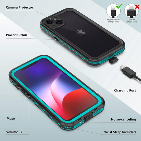 for iPhone 13 Case Waterproof Shockproof Dustproof Built-in Screen Protector, Rugged Heavy Duty Full Body Protection Phone Cover for iPhone 13 6.1...