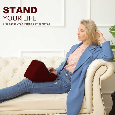 Macl Tablet Pillow Stand, Multi-Angle Adjustable Viewing, Soft Padded Tablet Holder for Lap, Bed, Desk, Compatible with All Tablets, E-Readers, an...