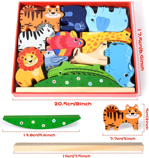 Atoylink Wooden Stacking Toys for Toddlers Cute Zoo Animals Stacking Blocks Balance Game Preschool Montessori Educational Toys for 2 3 4 5 Year Ol...