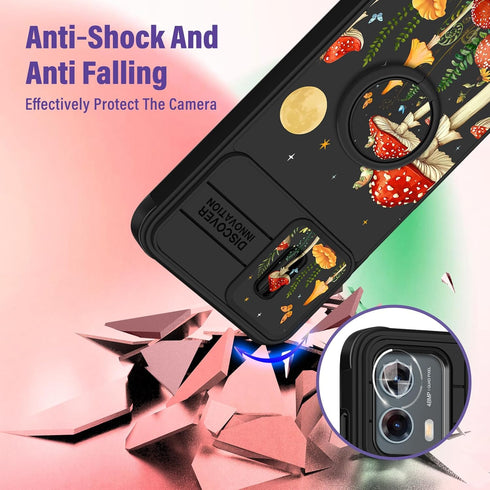 (2in1 for Motorola Moto G 5G 2023 Case for Women Cute Girls Phone Cover Girly Pretty Unique Mushroom Design with Camera Cover and Ring Stand Funda...