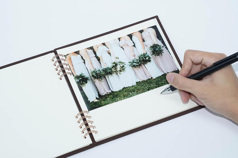 DIY Linen Scrapbook Photo Album - Handmade Double Coil Design - 15 Blank White Inner Sheets - 6.3 x 6.3 inches - Ideal for DIY Sketching, Painting...