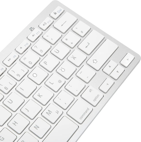 PUSOKEI Bluetooth Keyboard, QWERTZ German Keyboard, Portable Slim Silent Keyboard, Stable Connection, Keyboard for iOS, Android, Windows, German L...