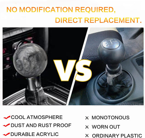 Round Ball Shift Knob Universal Marble Style Gear Shift Knob 5 6 Speed for Manual Automatic Vehicles with Adapters (Gray)...