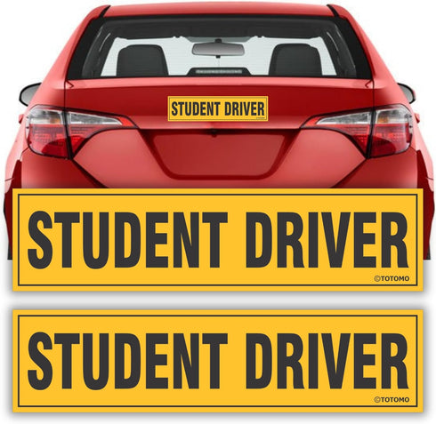 TOTOMO Student Driver Magnet for Car Sign - Large 12"x3" Magnetic Reflective Vehicle Safety for New Rookie Learner Drivers Removable Bumper Sticke...