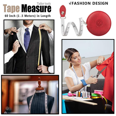 Sewing Tape Measure, Medical Body Cloth Tailor Craft Dieting Measuring Tape, 79 Inch/2 M Dual Sided Retractable Ruler with Push Button Round(1 Pac...