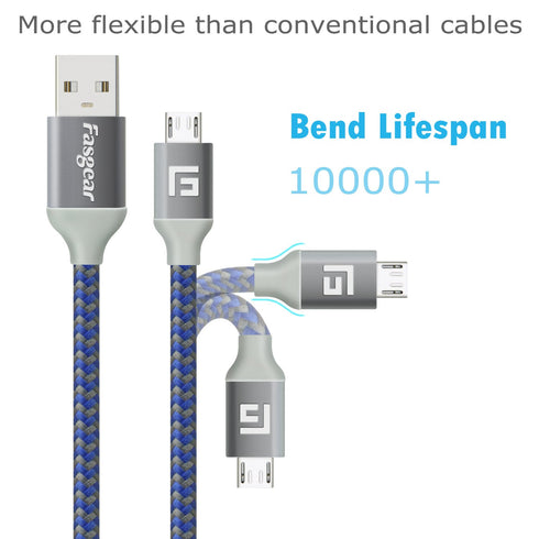 Fasgear Micro USB 2.0 Cables 3 Pack 10 ft 2.4A Fast Charging Braided Micro-B 2.0 Charger Cord Compatible for Android Phone/PS4 Controller/Samsung ...