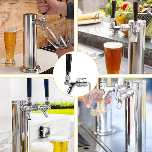 PERA Draft Beer keg Faucet Chrome Plating Tower Tap dispenser beer shank faucet Shank Tap Kit For homebrew kegerator keg kegging...