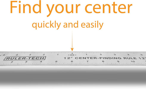 Stainless Steel Center Finding Ruler. Ideal for Woodworking, Metal Work, Construction and Around The Home (12" Ruler)...