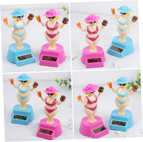 2pcs Girl Toys Bird Wall Decor Hawaiian Decorations Solar Dashboard Toys Car Dashboard Decoration Dancing Toy Solar Hula Girl Dashboard Bikini Pan...