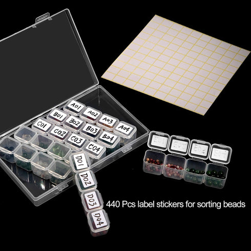 KINJOEK 8 Pack 28 Grids Diamond Paint Storage Boxes, 224 Slots Plastic Bead Organizer Containers with Labels, Movable Dividers Diamond Craft Paint...