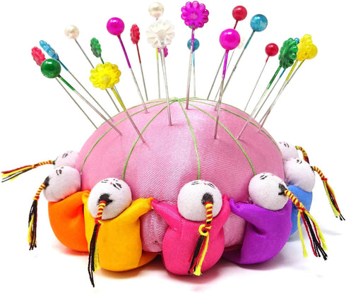 Honbay Handmade Product Chinese Traditional Style Needle Pin Cushion with 10 Kids (Pink)...