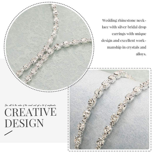 Unicra Bride Necklace Earrings Set Rhinestone Bridal Wedding Jewelry Sets Silver Prom Costume Choker Necklaces for Women and Girls...