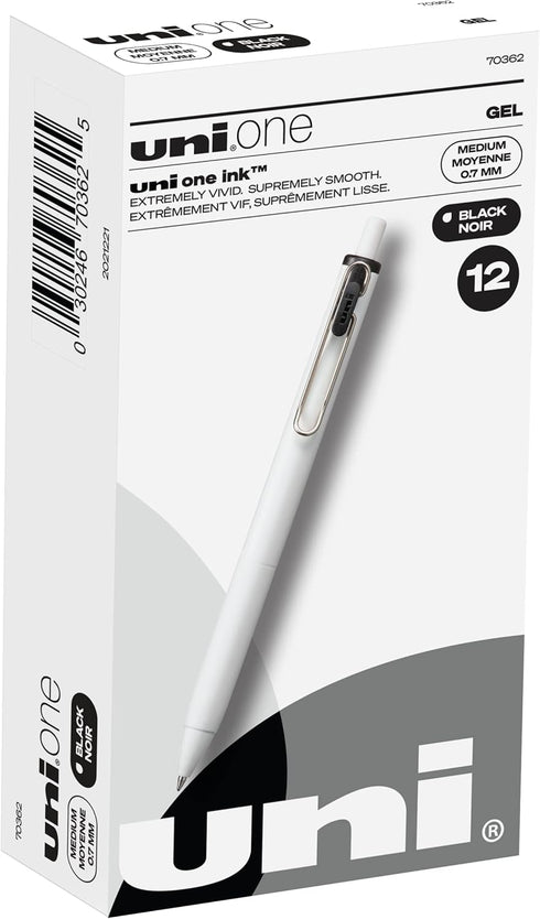 Uniball One Gel Pen, 12 Black Pens, Medium Point 0.7mm Gel Pens, Fine Point, Smooth Writing Pens, Home Office Supplies by Uni-ball, Colored Pens, ...