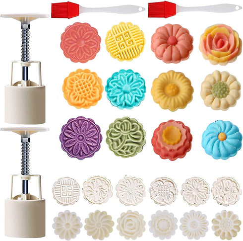 Powerful Mooncake Mold Press 50g BathBomb Molds, Mid Autumn Festival Mooncake Molder and Cake Mould 50g/75g/100g (A-(50g-6pcs) ct+(50g-6pcs) 3D)...