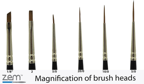 ZEM Brush Synthetic Sable Detail Brush Set Sizes Long Liners 20/0,10/0,5/0 Mini Liner 5/0, Angle 1/8", Shader 2...