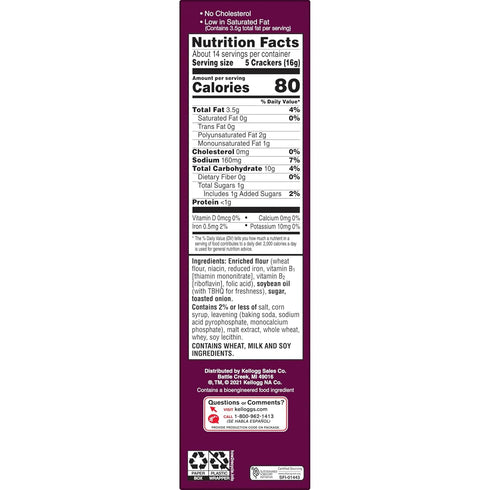 Toasteds Crackers, Party Snacks, Lunch Snacks, Savory Onion, 8oz Box (1 Box)...