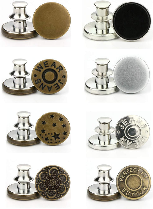 E-Uli Instant Buttons Replacement Removable Button 8 Pcs No Sew Buttons for Jeans Pants,Crafts DIY Clothes (Size: 17mm)...