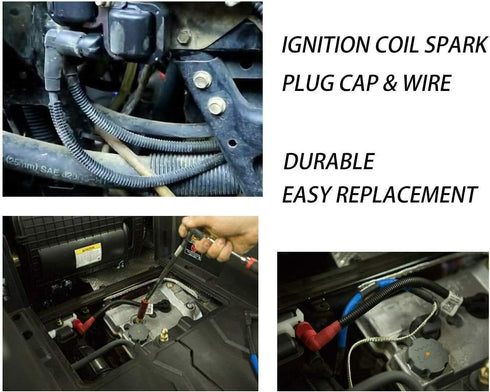 SecosAutoparts 2Pcs Ignition Coil Spark Plug Cap and Wire Compatible with Polaris RZR HD XP Sportsman 800 2010-2014 Ranger 2009 2010# 4010909 4012...