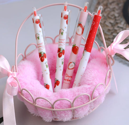 YYaaloa 12pcs Cute Strawberry Pens Black Gel Ink Pens Retractable 0.5mm Gel Pens Nice Gifts Fun Pens for Kids Girls Boys Christmas Gifts...