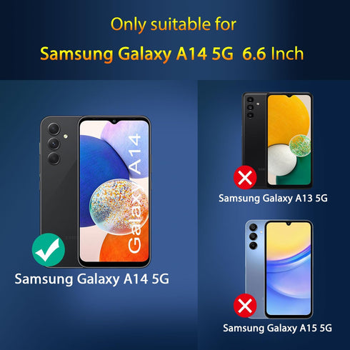 3 Pack Screen Protector for Samsung Galaxy A14 5G + 3 Pack Camera Lens Protector, Ultra HD Tempered Glass, 9H Hardness, Anti Scratch, Easy Install...
