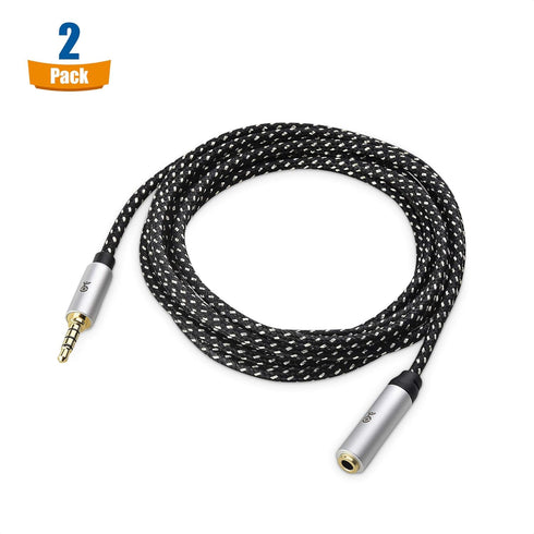 Cable Matters 2-Pack Headset Extension Cable 6 ft (3.5mm Extension Cable/TRRS Extension Cable, Gaming Headset Extension Cable) with Mic Support in...
