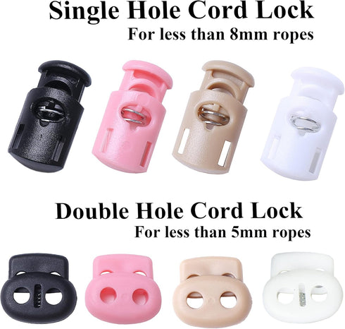 J.CARP 30Pcs White Plastic Cord Locks End Spring Toggle Stopper, Single Hole Elastic Cord Adjuster, Suit for Drawstrings, Bags, Shoelaces, Clothin...