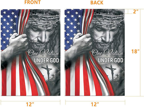 One Nation Under God Garden Flag - Christian - Jesus - USA Double Side Garden Flags House Yard Decor 12x18in...