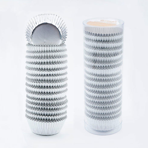 Gifbera Mini Foil Baking Cups Silver, 300-Count Bright Foil Paper Silver Cupcake Liners Mini Size...