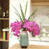 FagusHome 31" Artificial Silk Phalaenopsis Flowers 3 Pcs with 2 bundles Leaves Artificial Orchid Flowers Stem Plants in Purple Fake Butterfly Phal...