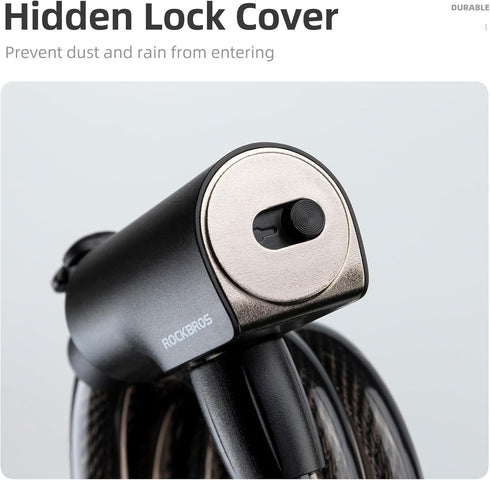ROCKRBOS Bike Cable Lock with Keys, 2 Keys & 1 Mount Bracket, ABS Lock Shell, Cable Lock for Bike/Gate/Scooter...