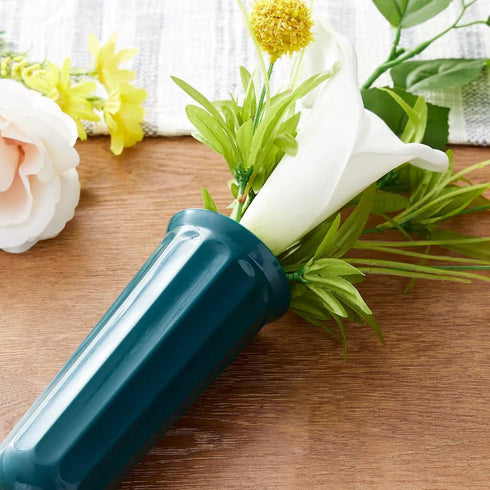 2 Pack Plastic Cemetery Vase with Ground Spike – 9.75" x 3" Outdoor Grave Flower Holder – Granite Memorial Floral Container...